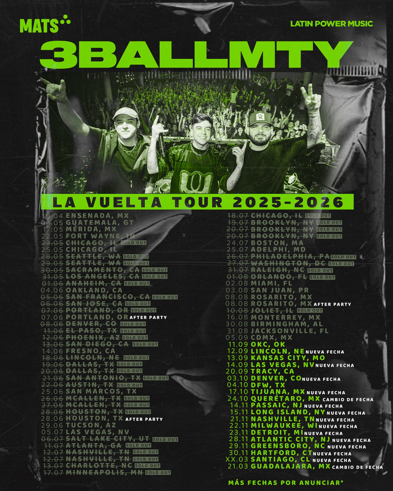 3BallMTY La Vuelta Tour Poster 2026